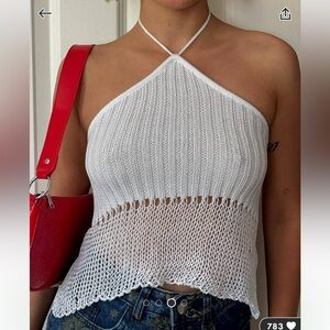 ASOS white halter crochet tank